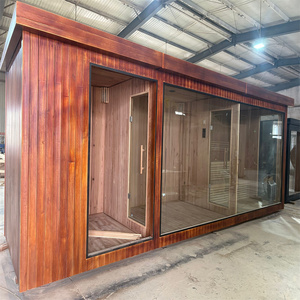 ซาวน่ากลางแจ้งทรงสี่เหลี่ยมแบบกำหนดเองได้สำหรับ4ท่านพร้อมไม้ซาวน่าดีไซน์ไอน้ำแห้งแบบดั้งเดิม - Product Image 3