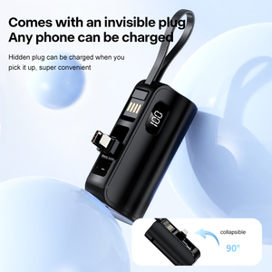Sạc dự phòng 5000mAh tích hợp cáp, màn hình LED, pin dự phòng di động cho điện thoại thông minh, máy tính bảng, hỗ trợ sạc nhanh - Product Image 5