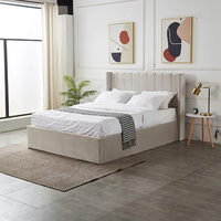 Lit plateforme avec rangement hydraulique à vérin à gaz en velours gris clair, nouveau design, taille Queen, pour hôtel