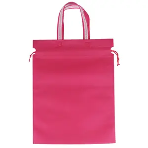 Bolsa com logotipo personalizado impresso sacos em PP não tecido para presente com cordão branco Bege preto laranja rosa