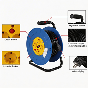 <span class=keywords><strong>Enrouleur</strong></span> de câble d'extension SFE personnalisé avec protection contre les fuites pour appareils électroménagers, 30 m, prise mâle BS, prise femelle IEC, câble d'extension d'alimentation - Product Image 3