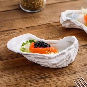 Plats d'huîtres en céramique plaque de coquille d'huître Chaoda usine en céramique approvisionnement direct en <span class=keywords><strong>porcelaine</strong></span> pour Restaurant assiettes irrégulières blanc - Product Image 5