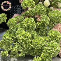Vente en gros de fleurs artificielles d'hortensia rose foncé et vert de haute qualité, effet 3D réaliste, pour la décoration de mariage