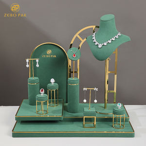 Zebo Green Jewellery Display Set Jewelry <b>Stand</b> <b>Necklace</b> Ring Display Rack Metal Jewelry Display Props - Product Image 1