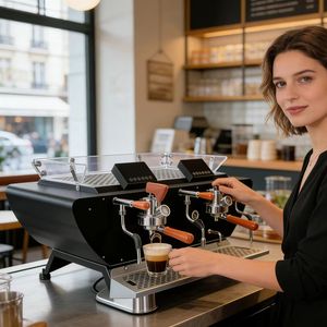 เครื่องชงกาแฟเอสเพรสโซแบบกึ่งอัตโนมัติสำหรับมืออาชีพ แบบสองหม้อต้ม พร้อมหน้าจอแสดงผล สามหัวชง - Product Image 2