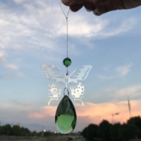 Новогодний солнечный световник с цепочкой из полированных хрустальных бусин-бабочек