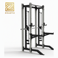ZY Open Power Rack, Máquina Smith, Estación de Entrenamiento de Sentadillas con Pesas Libres, Brazos de Seguridad Ajustables para Gimnasio Comercial