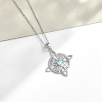 YFN Jewelry Collier pendentif pierre de lune noeud de sorcière plaqué argent sterling 925
