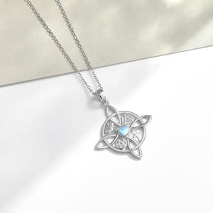 YFN Jewelry <span class=keywords><strong>Collier</strong></span> pendentif pierre de lune noeud de sorcière plaqué argent sterling 925 - Product Image 3