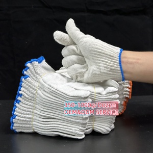 Guantes de Trabajo de Punto de Algodón Más Baratos con Logotipo Personalizado de <span class=keywords><strong>40g</strong></span> 50g, Guantes de Seguridad de Punto Blancos, Negros, Grises y Rojos - Product Image 1