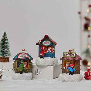 Decoraciones navideñas de resina luminosa, casa pequeña, adornos para tienda de artículos para personas mayores, diseño creativo de escena de luz de casita - Product Image 3