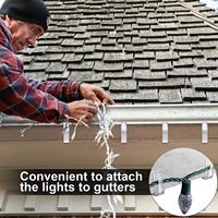 50 Piezas de Clips para Luces Navideñas, Ganchos para Colgar en Canaletas, Clips de Plástico Impermeables para Exteriores, para Decoración con Guirnaldas de Luces