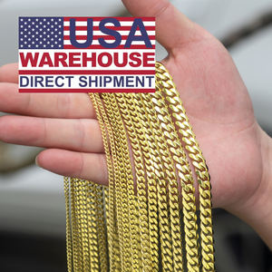 USA 8mm 5mm 3mm Miami Collier Hip Hop Bijoux Cadeaux Hommes Femmes 14K Or PVD Plaqué 316L Chaîne à maillons cubains en acier inoxydable - Product Image 2