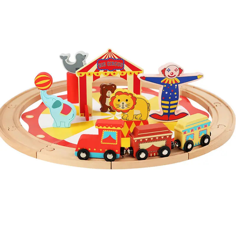 Hölzerne kleine Zug Zirkus bahn Set Spielzeug Kinder Hand-Auge-Koordination spielen Spielzeug Kinder frühe Bildung Intelligenz Spielzeug