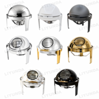 Plat de service de luxe Liyunda Roll Top pour buffet, ensemble chauffe-plats doré pour l'hôtellerie et la restauration