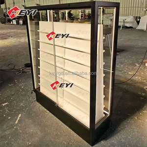 علبة عرض بطاقات رياضية باللونين الأسود والأبيض، إصدار مزدوج الجوانب مع إضاءة LED وأبواب قابلة للقفل - Product Image 3