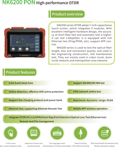 High-performance NK6200 PON OTDR Meters 7 Inch MM SM 1625nm Live Gpon Auto OTDR <strong>Test</strong> Splitter 1:64 for Pon Network Online <strong>Test</strong> - Product Image 2