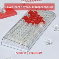 Keycaps en cristal de glace rouge semi-transparent en forme de cœur Cherry Profile PC, modèle 21, tige croisée universelle pour clavier mécanique