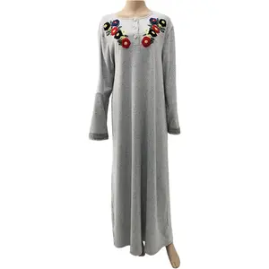 אופנה בגדים מוסלמיים טורקיה שמלת גבירותיי העבאיה עם תחרה שרוול יהלומי פרח