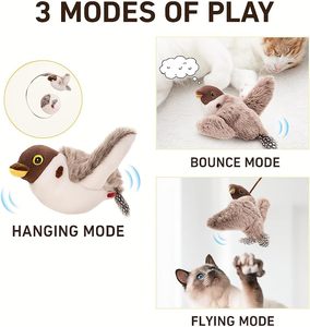 Juguete para Gatos con Diseño de Pájaro Volador - Alas que se Agitan, Sonido de Chirrido, Recargable por USB, Activación por Movimiento, Juguete para Gatos de Interior - Product Image 3