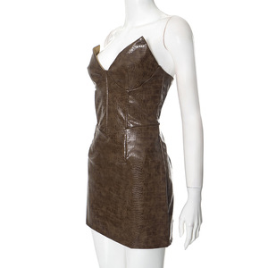 2025 verano alta calidad Sexy moda imitación cocodrilo estampado cuero Spice Girl vestidos tubo vestidos <span class=keywords><strong>de</strong></span> <span class=keywords><strong>mujer</strong></span> - Product Image 6