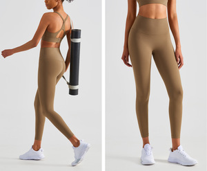 Leggings de yoga élastiques taille haute personnalisables avec poche arrière Collants de fitness et de course à pied à motif solide - Product Image 6