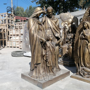 BLVE Iglesia jardín decoración clásica tamaño real Metal cristiano religioso latón <span class=keywords><strong>Sagrada</strong></span> <span class=keywords><strong>Familia</strong></span> estatua bronce escultura - Product Image 4