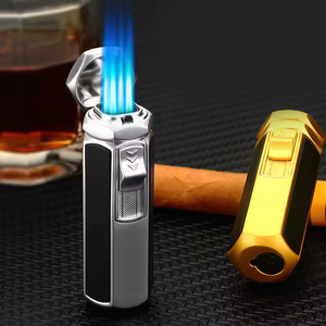 Qianxun 2025 venta al por mayor LOGOTIPO PERSONALIZADO portátil a prueba de viento de alta potencia cuatro encendedores de llama de chorro encendedores de cigarros de Metal - Product Image 1