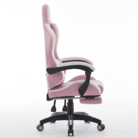 Chaise de bureau ergonomique avec repose-pieds, tissu respirant et doux pour une utilisation toute la journée, chaise de jeu rose