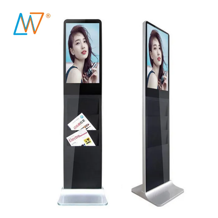 21.5 inch standee totem metal frame interactive hd lcd display with camera tv screen for monitor