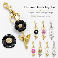 Porte-clés marguerite en alliage de zinc électroplaqué, pendentif de sac floral mignon double face tournesol, cadeau tendance pour femme