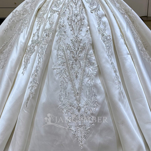 Vestido de Novia de Satén con Bordado Cuadrado y Pedrería, con Accesorios para el Cuello, Vestido Noiva Lsjj18 - Product Image 6