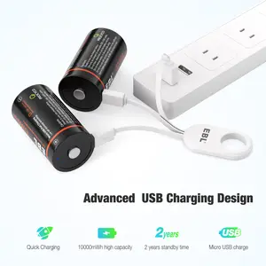 1.5V D SIZE R20 Rechargeable Lithium Ion Li-ion Batteries 1.5v USB Rechargeable Battery
