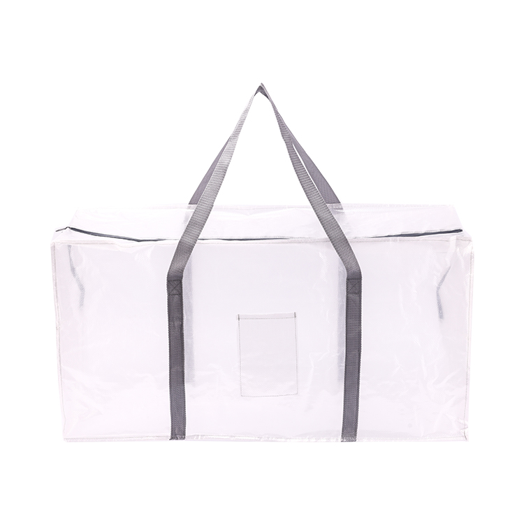 Heavy-Duty Clear Transparent White BOPP Woven Laminated PP Moving Shopping Bags with Zipper