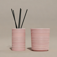Ensemble diffuseur de parfum en céramique avec bocal à bougie blanc minimaliste et logo personnalisé en relief