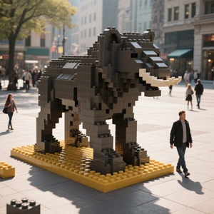COBLOCKS Instalación de arte al aire libre ABS + UV personalizada, bloques gigantes de mamut de animales de gran tamaño, esculturas creativas - Product Image 1