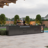 Système de barbecue de cuisine extérieure en acier inoxydable 304 avec grand grille de cuisson et conception de bac à huile