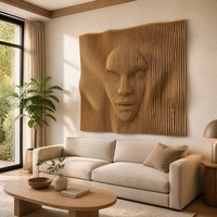 Sculpture murale en bois paramétrique 3D personnalisée, art mural abstrait moderne en bois sculpté pour hôtel, villa, mur de fond