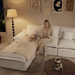 Conjunto de Sofá Cama Modular en Forma de U con 2 Otomanas, 3 Plazas, No Requiere Montaje, Relleno de Esponja, para Uso en Salón - Product Image 2