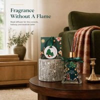 Ensemble cadeau diffuseur à bâtonnets Eno OEM Arbre de Noël, en verre transparent, parfum d'ambiance pour la maison, ornement en céramique, base en bouleau, décoration de fêtes