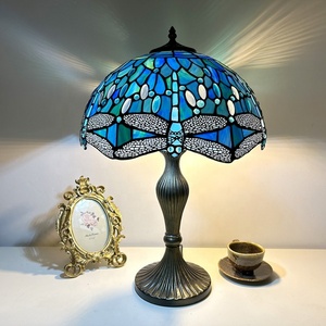 Lámpara de Mesa Longhuijing Estilo Libélula Azul de 16 Pulgadas, Ecológica, Flexible, LED AC E26, Pantalla de Vidrio Tintado, para Sala de Estar - Product Image 4