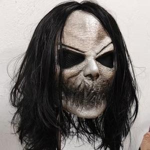 Maschera in Lattice Realistica, Trendy, Divertente e Stravagante con Capelli Neri per Halloween, Cosplay e Oggetti di Scena per Case Infestate 18+ Anni - Product Image 1