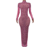 Luxe voir à travers cristal robes de bal Sexy moulante diamant anniversaire mariage invité robe femmes formelle longue fête robe de soirée