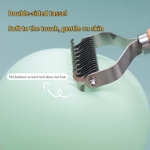 Double-sided Stainless Steel Teeth Wooden Handle <b>Pet</b> Cats Dogs Hair Dematting Deshedding Grooming Comb Tool <b>Pet</b> Grooming <b>Brush</b> - Product Image 5