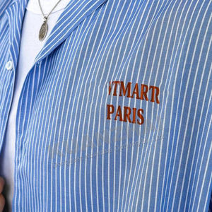 Custom Summer <strong>Shirting</strong> Fabric Striped Shirt Short Sleeve <strong>Button</strong> up Hommes Camiseta Cropped Boxy Casual Men's T Shirt - Product Image 6