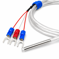 Waterproof PT100 Temperature Probe 3-Wire PTFE Insulated Cable WZP-035 Stainless Steel Rod Corrosive Liquid Food OEM ODM