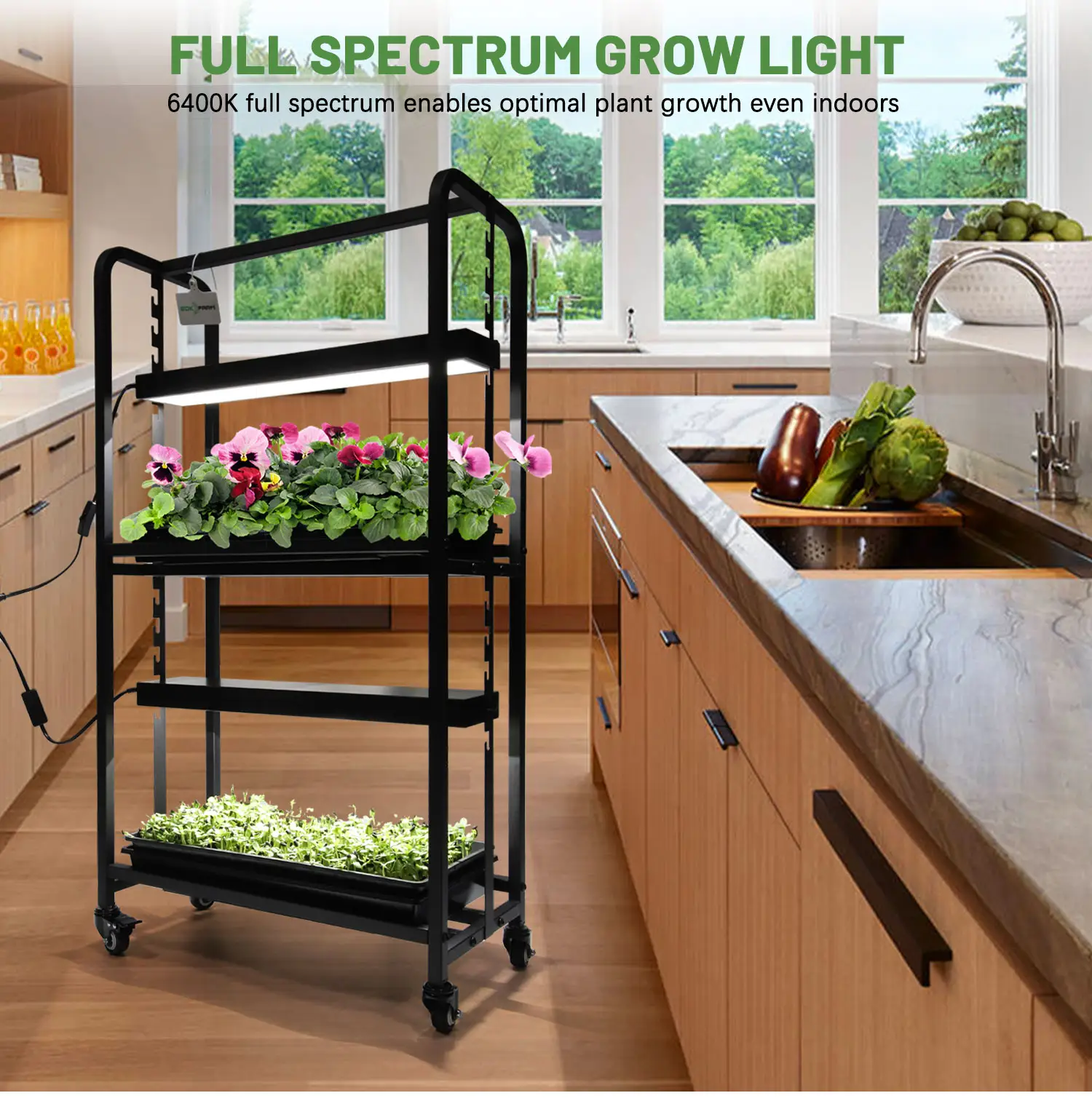 3 Optionele Indoor Tuinplant Stand Keuken Tuin Plank Met Led Full Spectrum Licht Voor Zaad Beginnen, Succulent, Kruiden