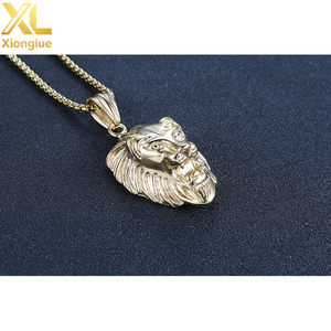 Collar con Colgante de Cabeza de León para Hombre, Joyería de Acero Inoxidable Chapada en Oro, Plata y Negro Pulido, Personalizada al por Mayor - Product Image 6