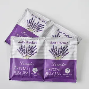 Label Pribadi Kristal Lavender Alami Murni Jeli Spa Pedikur Kaki Swakriya Foo Jelly Spa Menghaluskan Memutihkan Scrub Garam Kaki