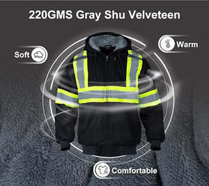 Invierno cálido polar logotipo personalizado construcción Hi Vis trabajo Sudadera con capucha ropa de trabajo abrigo de trabajador chaqueta de seguridad reflectante de alta visibilidad - Product Image 6